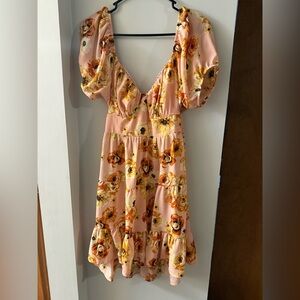 Almost Famous Peach Floral Dress